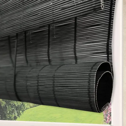 Vista 2 de LETAU cortinas de madera para ventanas con cenefa, filtran la luz