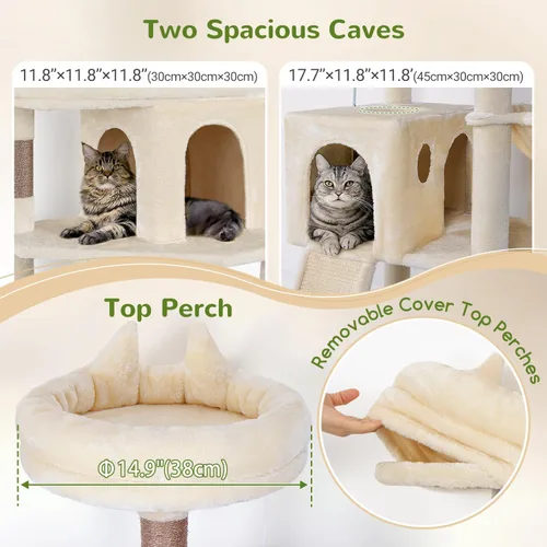 Vista 5 de Globlazer Árboles para Gatos de Servicio Pesado para Gatos Grandes, Árbol para Gatos Maine Coon Resistente de 72 pulgadas para Gatos Grandes de 20+
