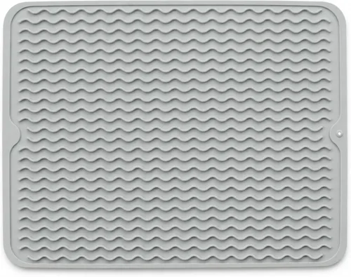 Vista 12 de Tapete de secado de silicona de 16 x 12 pulgadas, tapete antideslizante negro para fregadero para encimera de cocina, almohadilla de platos