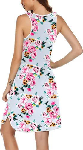 Vista 4 de Ekouaer - Vestido sin mangas para mujer, a rayas, de pijama, para embarazada, para amamantar