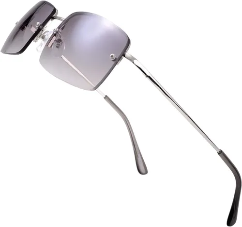 Vista 28 de The Fresh - Lentes de sol minimalistas pequeños rectangulares transparentes - Embalaje exquisito