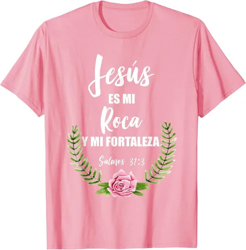 Vista 31 de Jesus ES Mi Roca - Camiseta con versículo bíblico cristiano español Salmos Asphalt Grey