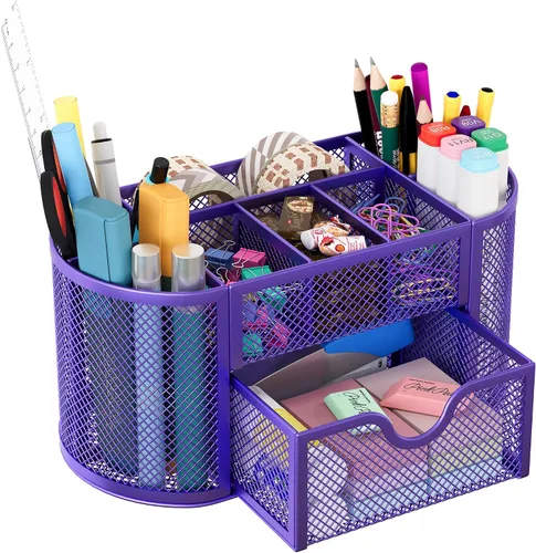 Vista 12 de Organizador para escritorio EasyPAG, malla metálica, 9 compartimentos, gavetas para escritorios con bandeja, Negro