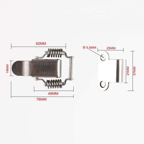 Vista 4 de 2 piezas de acero inoxidable Spring Draw Toggle Latch Latch Latch Lock Lock Case Box Chest Trunk Toolbox Chest Toolbox Chest Toggle Lock Longitud