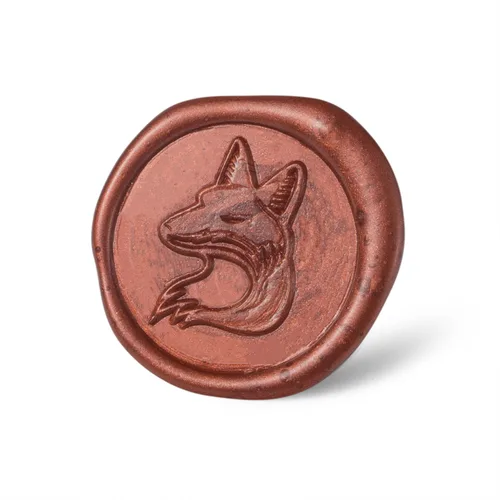 Vista 3 de Mceal Sello de cera, cabeza de latón con mango de palisandro, 1.2 "(30 mm) de diámetro, zorro Vulpe