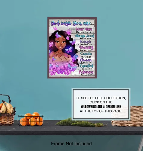 Vista 6 de Arte de pared y decoración de niña negra, póster con imagen de mujeres afroamericanas, mujeres, adolescentes, lindas afirmaciones positivas, regalos