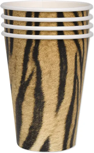 Vista 7 de Havercamp Vasos de fiesta Jungle Safari (16 tazas). Vasos de papel grandes de 12 onzas. Auténtico, foto-realista estampado de animales de la selva.