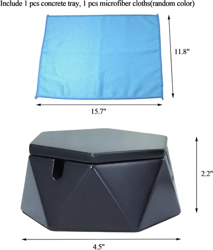 Vista 2 de Cenicero de hormigón para cigarrillos con tapa a prueba de viento, cenicero de cemento para uso en interiores o exteriores, bonita bandeja de ceniza