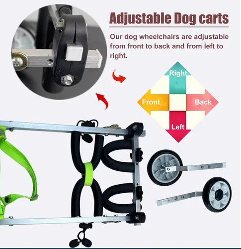 Vista 3 de Silla de ruedas para perro, 2 ruedas, silla de ruedas para mascotas para patas traseras, cochecito ligero para ejercicio de extremidades traseras