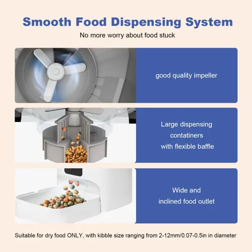 Vista 8 de Comedero automático para gatos, dispensador de alimentos Blanco