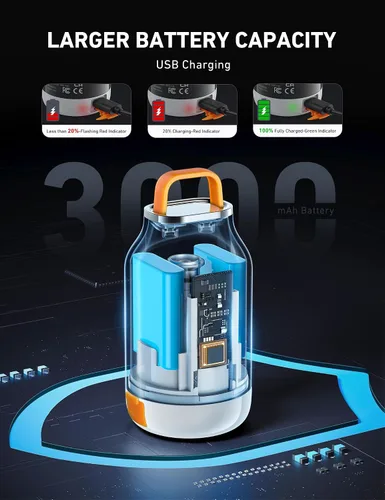 Vista 4 de AstroAI Mini bomba de aire para inflables con batería de 3000 mAh, bomba de colchón de aire con linterna de campamento, bomba de aire eléctrica