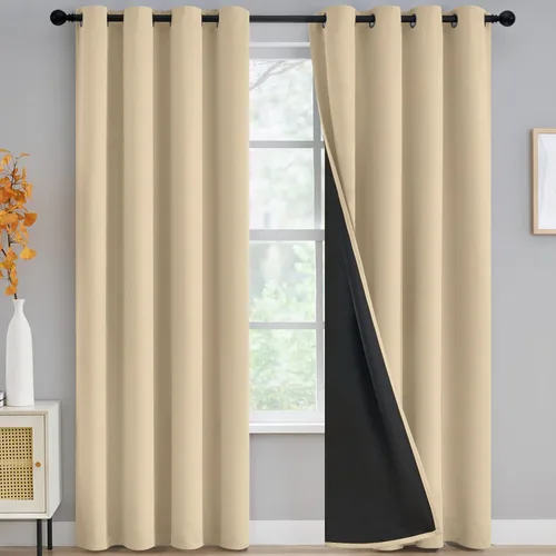 Vista 63 de Yakamok Cortinas negras, cortinas de ventana con aislamiento térmico y eficiencia energética para dormitorio, cortinas opacas completas y cortinas