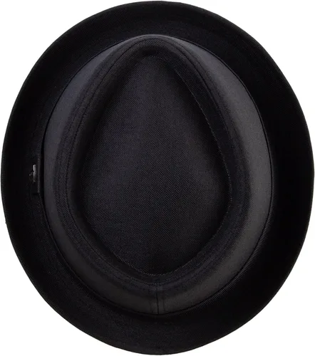 Vista 5 de e4Hats Gran tamaño de lino de poliéster mezclado porkpie Upbrim Fedora Negro