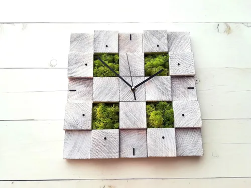 Vista 5 de Wall Clock, Christmas gift, Square Clock, Wooden Wall Clock, Scandinavian Decor, Unique Wall Clock, Modern Clock, Hanging Clock