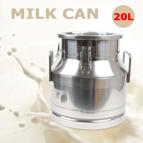Vista 2 de Lata de leche de 5.3 galones, cubo de leche de acero inoxidable 304, cubos sellados con leche resistente, tarro de leche, jarra de leche, lata