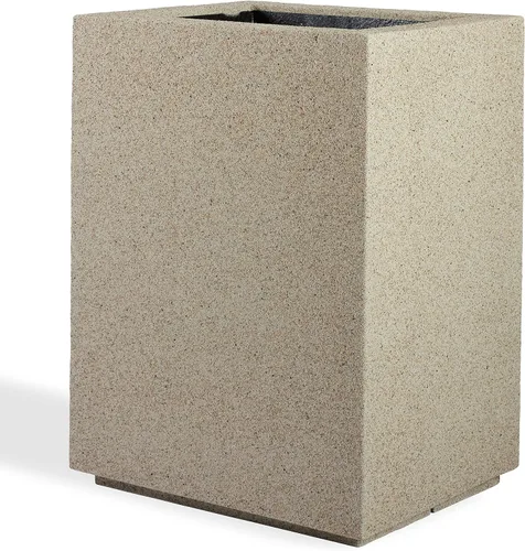 Vista 14 de PolyStone Cozumel - Maceta alta y moderna en columna para exteriores e interiores, 18" L x 23" A x 30" Al, ligera, resistente, resistente a