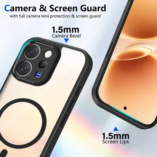 Vista 172 de Funda magnética transparente compatible con Xiaomi 17T, color negro 2 en 1 PC + TPU cubierta de teléfono a prueba de golpes, carcasa protectora