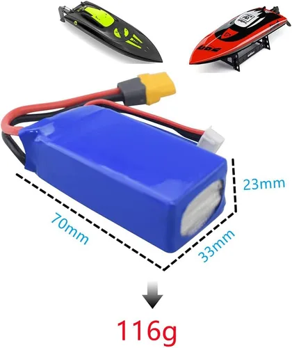 Vista 2 de Batería de litio para Udirc UDI010, motor sin escobillas, de alta velocidad, control remoto, accesorios para barcos, interfaz XT60, control remoto