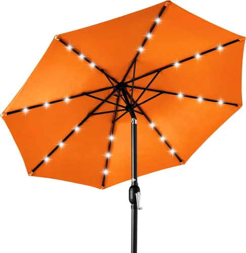 Vista 40 de Best Choice Products Sombrilla de Patio Solar de Poliéster con Luz LED de 10 pies con Ajuste de Inclinación y Tela Resistente a los Rayos UV - Gris