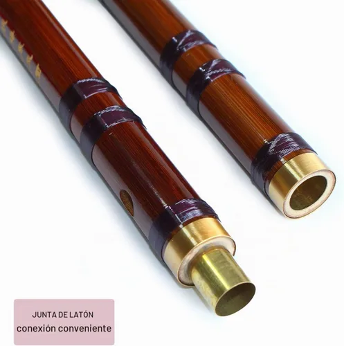 Vista 3 de Flauta de bambú dizi estilo vintage, instrumento chino tradicional (CLAVE C)