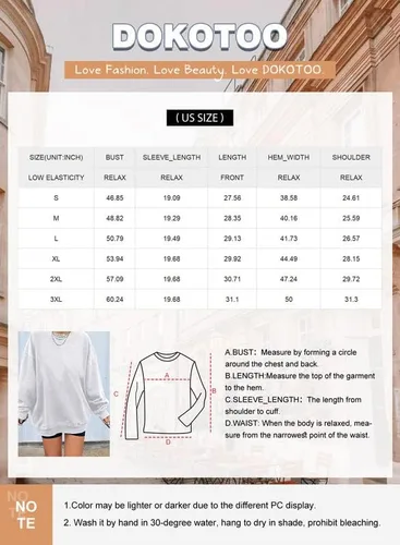 Vista 6 de Dokotoo Sudaderas largas con cuello redondo para mujer, estilo vintage, básicas, de gran