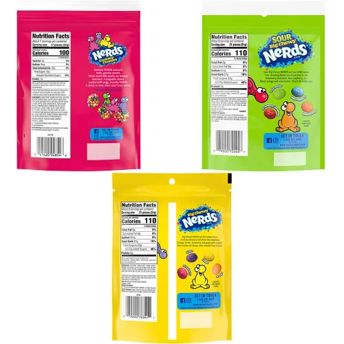 Vista 2 de Nerds - Paquete variado de racimos de gomitas, masticables grandes y masticables agrios, paquete de 3