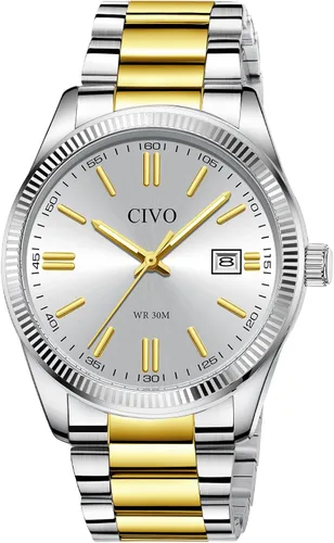 Vista 9 de CIVO Analog Mens Watches Silver: Wrist Watches with Date Easy to Read - Dress Stainless Steel Watch for Men Gifts for Husband Father at Birthday