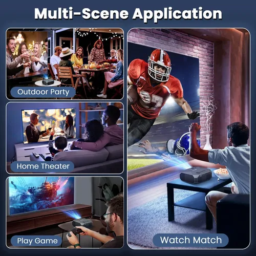 Vista 5 de Proyector con WiFi 5G y Bluetooth nativo 1080P 4K, proyector al aire libre, proyector portátil de cine en casa para iOS/Android/TV Negro