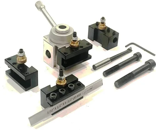 Vista 4 de Conjunto de poste de herramienta de cambio rápido de cuerpo de aluminio para mini máquina de torno