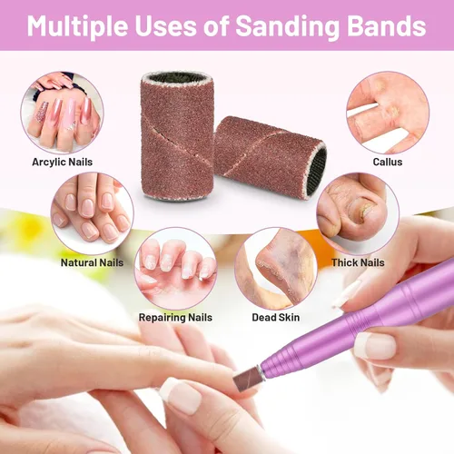Vista 3 de Efile - Bandas de lijado pequeñas para taladro de uñas, brocas de lijado para manicura profesional de uñas, pedicura, gruesas, medianas, finas