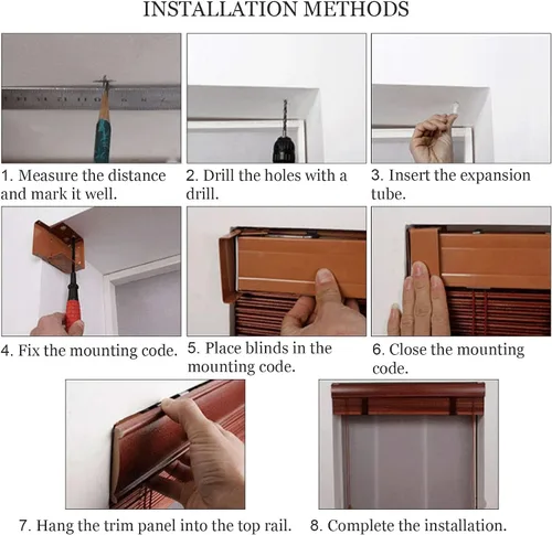 Vista 7 de Persianas venecianas de madera para ventanas, persianas interiores, persianas venecianas opacas, persianas de ventana de madera maciza, cortinas