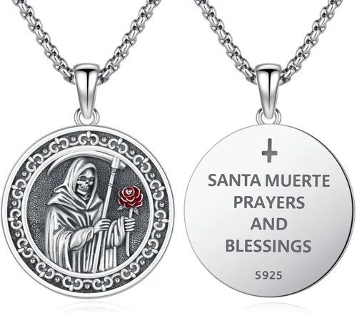 Vista 94 de 925 Sterling Silver Patron Saint Amulet Necklace for Men Women plateado