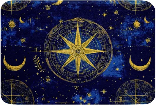 Vista 13 de Erosebridal Alfombra de baño amarilla de sol y luna de 16 x 24 pulgadas, alfombra de área de girasol, vintage, indio, bohemio, floral, alfombra