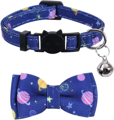 Vista 2 de Paquete de 2 collares para gatos con bonito pajarita y campana para la seguridad del gatito