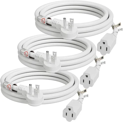 Vista 12 de FIRMERST 1875W 6 pies 15A Cable de extensión de enchufe plano de perfil bajo 14 AWG negro, listado UL