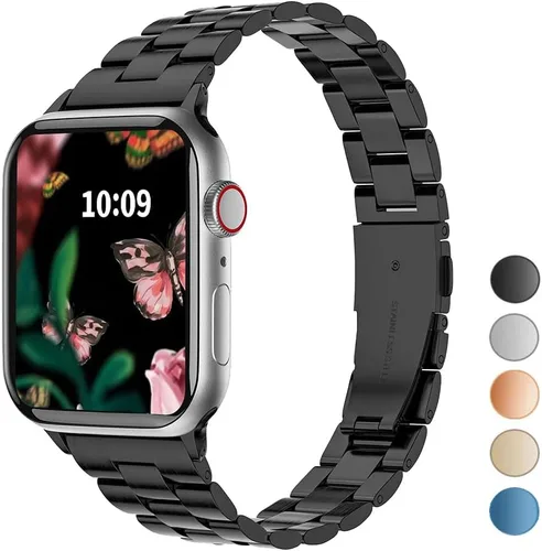 Vista 2 de Compatible con Apple Watch Band para mujer y hombre de 1.614 in 1.575 in 1.496 in 1.732 in 1.772 in 1.654 in Ultra 1.929 in, pulsera de metal