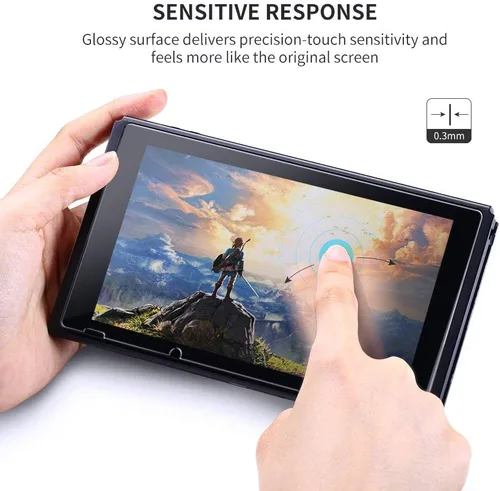 Vista 2 de Protector de pantalla para Nintendo Switch 2 unidades de vidrio templado POKANIC transparente HD transparente antiarañazos sin burbujas fácil