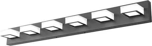 Vista 32 de Ralbay - Luz LED negra para tocador de baño, moderna, atenuable con 5 temperaturas de color, accesorios de iluminación de pared de acrílico negro