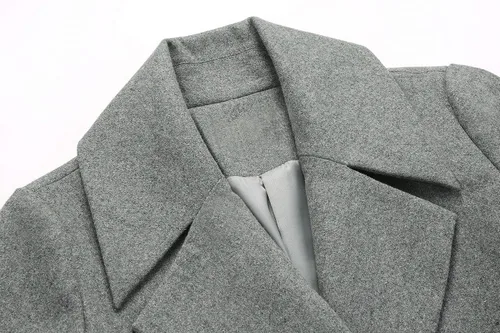 Vista 4 de CHARTOU Abrigo de mezcla de lana regular de doble botonadura con cuello de solapa elegante para mujer