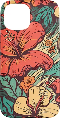 Vista 6 de iPhone 16 Vintage Hawaii Hibiscus Pattern Retro Tropical Hawaiian Case