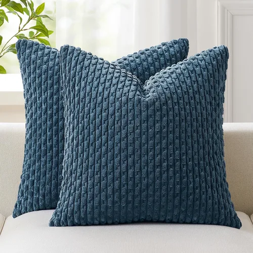 Vista 22 de Kevin Textile - Juego de 2 fundas de almohada de pana suave de 16 x 16 pulgadas, color verde aguamarina Fundas de almohada decorativas de pana