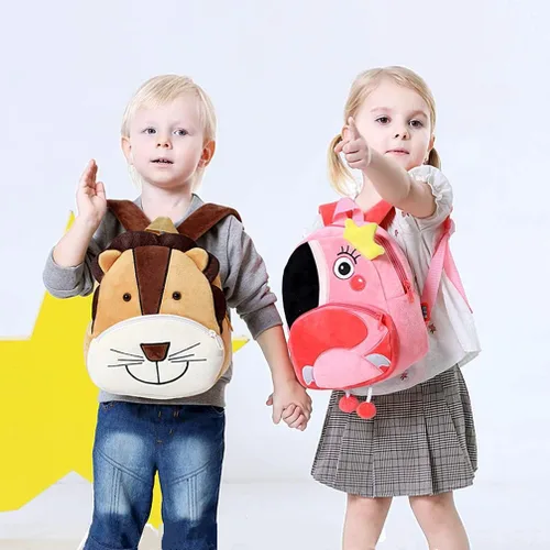 Vista 7 de Ladyzone Mochila para niños pequeños con diseño de animales del zoológico, bonita bolsa de felpa de dibujos animados de 10 pulgadas para niños