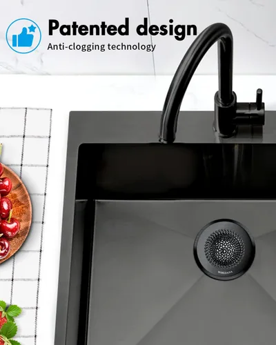Vista 8 de Revolucionario colador de drenaje para fregadero de cocina, colador reversible patentado para fregadero de cocina, cesta coladora de fregadero