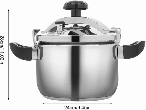 Vista 4 de Olla de presión de 6 cuartos de galón, olla de presión de 60 Kpa con funcionamiento con una sola mano, olla de cocción rápida instantánea de acero
