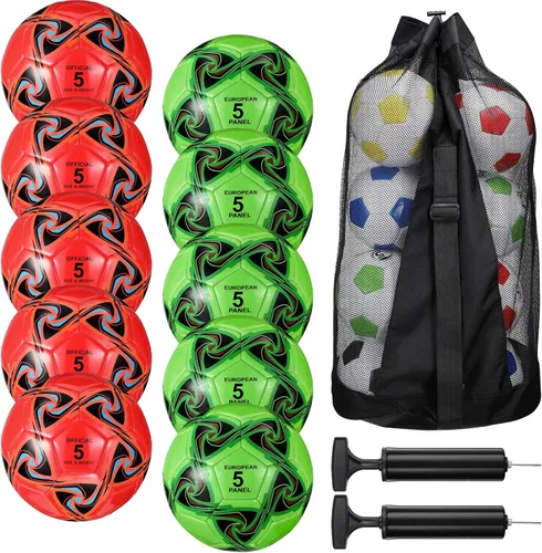 Vista 14 de Libima 13 Piezas Pelotas de Fútbol a Granel 10 Piezas Pelota de Fútbol Oficial con 2 Bombas y Bolsa de Transporte Entrenamiento Interior y Exterior