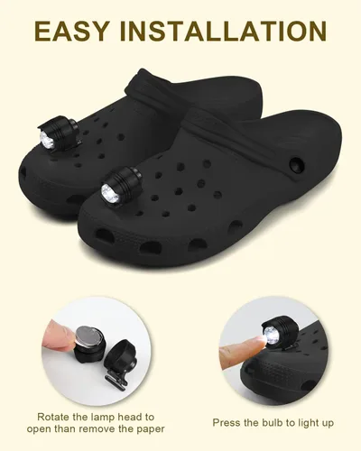 Vista 6 de MEXITOP Faros delanteros para Croc 2 piezas, faros delanteros de cocodrilo para accesorios de cocodrilo, dijes de cocodrilo iluminados para pasear