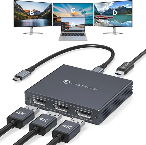 Vista 11 de Estación de acoplamiento Thunderbolt 4 monitores 4K a 60Hz para M1 M2 M3 M4 MacBook Pro/Air con tecnología DisplayLink, Base USB C 15 en 1 con 4