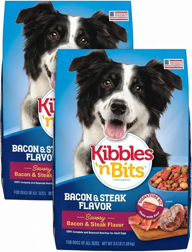 Vista 11 de Kibbles 'n Bits Alimento seco para perros, sabroso sabor a tocino y bistec para perros adultos, bolsa de 3.5 libras