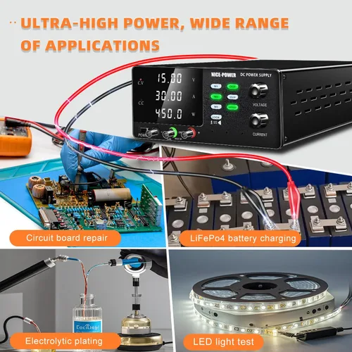 Vista 8 de NICE-POWER Fuente de alimentación de CC variable, 15V 30A 450W de conmutación de alta potencia Fuente de alimentación de banco regulada de CC