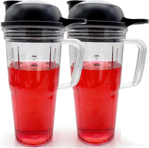 Vista 6 de Vaso de repuesto para licuadora de 24 onzas con tapa para llevar, compatible con NutriBullet Blender Combo